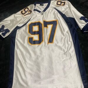Men’s STARTER White and Blue University of Michigan Jersey Size Large